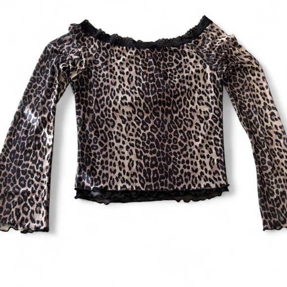 Forever 21 Leopard Print Off-Shoulder Sheer Blouse - Picture 2 of 4